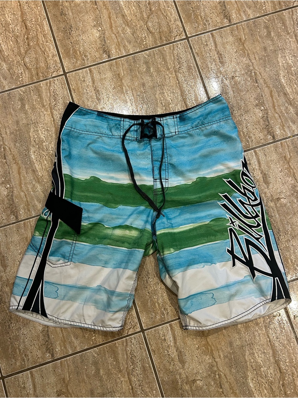 Billabong Blue Green Striped Men’s Board Shorts